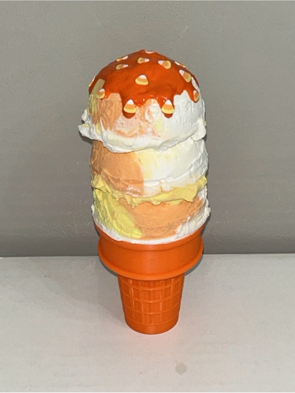 Decorative Orange Candy-Corn Fake Ice Cream Cone Handmade